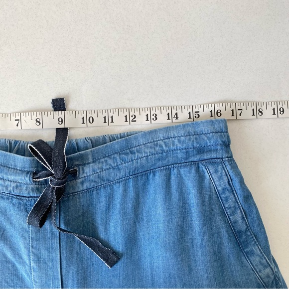 Talbots Women 12P Chambray Pants Summer Twill Slim Leg Rolled Hem - Picture 13 of 16